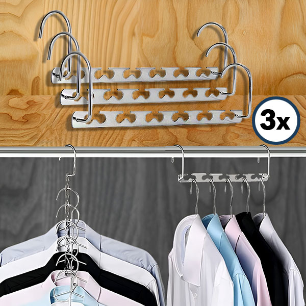 Χαλύβδινο ράφι ρούχων εξοικονόμησης χώρου (3 τεμάχια) | SNAPHANG
