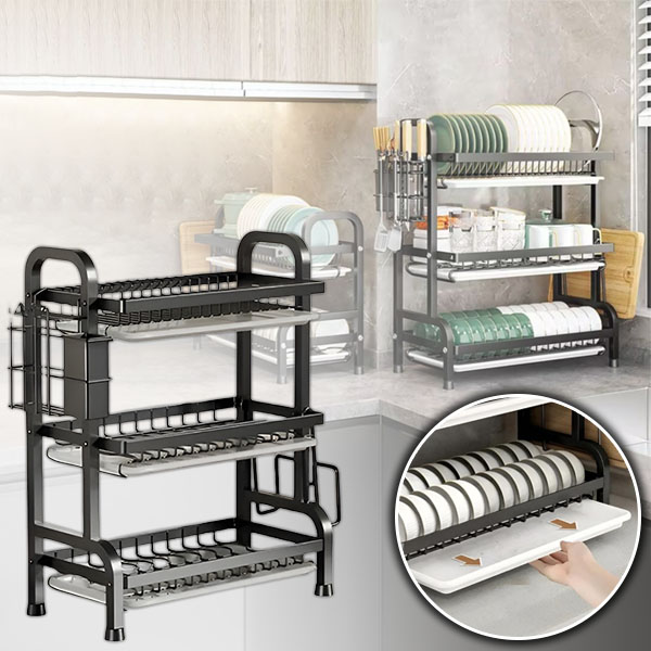 Έξυπνη σχάρα πιάτων πολλαπλών επιπέδων για γρήγορο και αποτελεσματικό στέγνωμα πιάτων | DRYSTACK