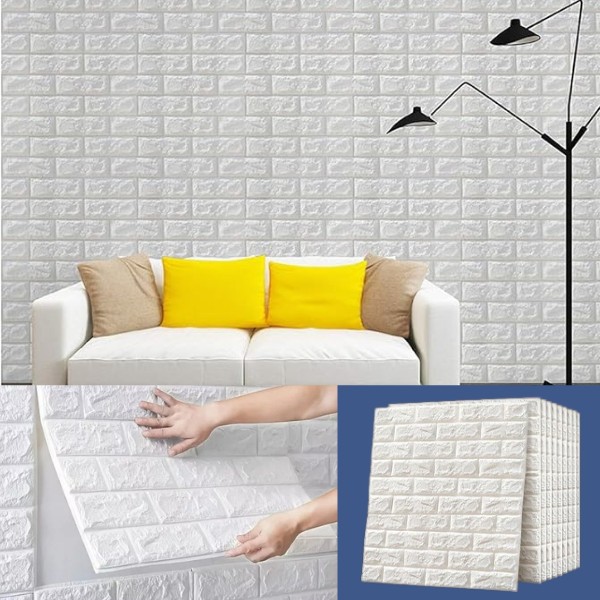 ( 5 Κομμάτια) Αυτοκόλλητη Ταπετσαρία Τούβλου με 3D Σχέδιο | BRICKSBY