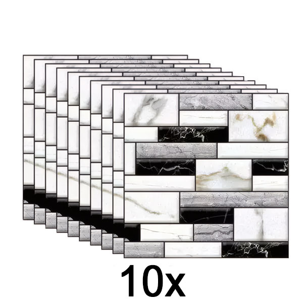 1x 3D αυτοκόλλητα τοίχου με εμφάνιση μαρμάρου (10 τεμ./0,9 m²) | MARBLEBLOCKS